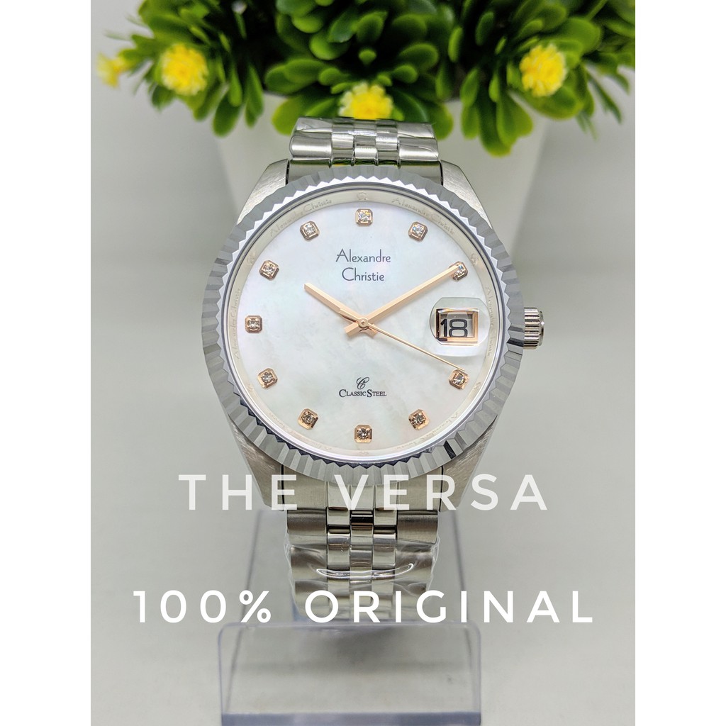 Alexandre Christie AC 5006 Jam Pria Rantai Silver Jarum Rosegold