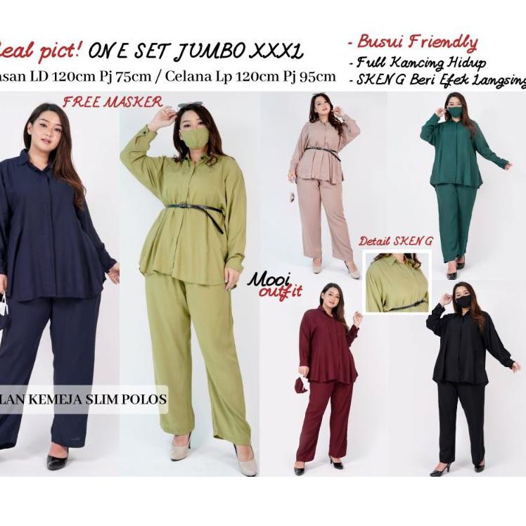 ✧ STELAN KEMEJA SLIM POLOS JUMBO - ONE SET KEMEJA POLOS JUMBO - STELAN JUMBO - HOMEY SET POLOS ♙