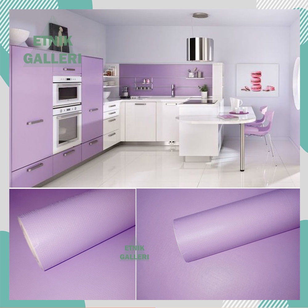 Stiker PVC Paper Warna Polos Lilac Per Roll Pelapis Lemari Pintu Kayu Meja Dekorasi Kitchen Set Dapu