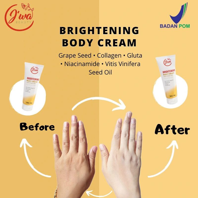 Body Cream Jiwa Beauty BPOM Mencerahkan kulit 10x lipat