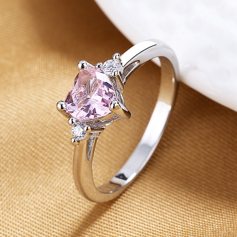 Fancyqube Cincin Sterling Silver 925 Bentuk Hati Hias Kristal Untuk Pernikahan