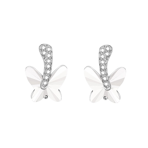 LRC ANting Tusuk Fashion White Geometric Butterfly Glass Diamond V52183