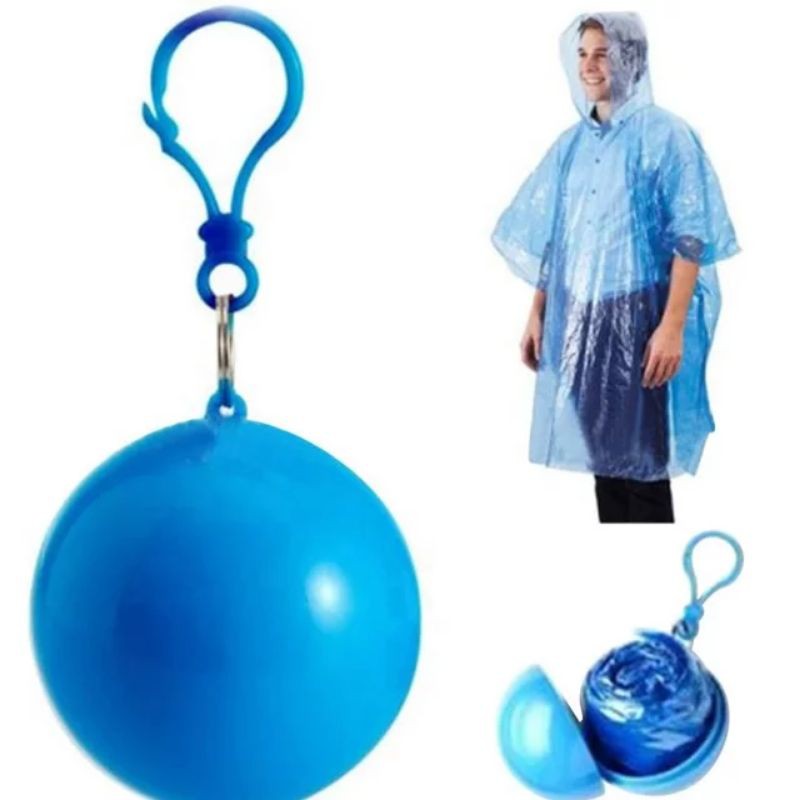 Jas Hujan Bola Portable Darurat Emergency Raincoat Plastik Gantungan