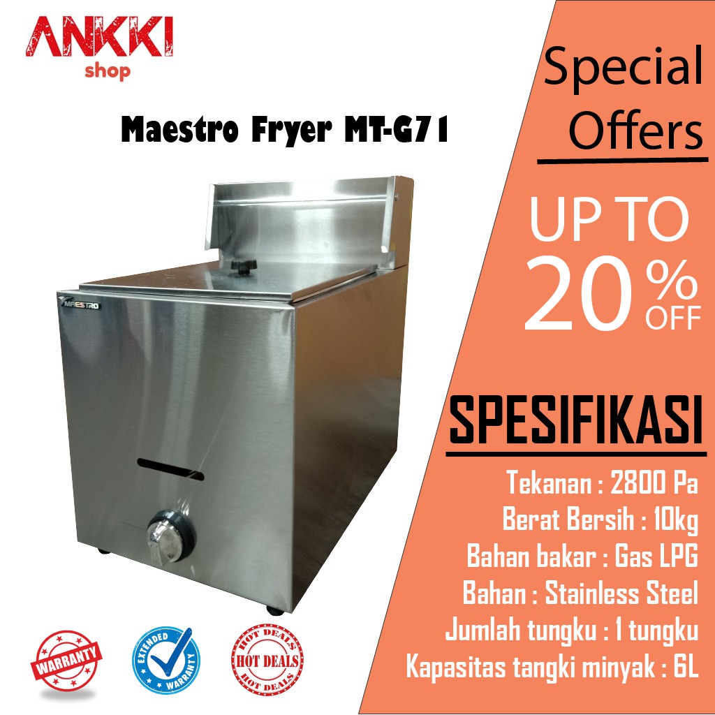 Gas Deep Fryer / Mesin Penggoreng Kentang MAESTRO