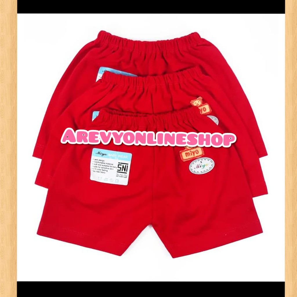 MIYO Celana Pendek Newborn 0-6 Bulan Merah Polos / Kado Bayi / Baby Stuff