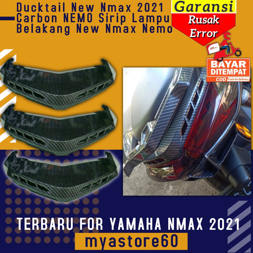 Ducktail Cover Tutup Carbon NEMO Sirip Lampu Belakang Aksesoris Variasi Yamaha New Nmax 2021 Nemo