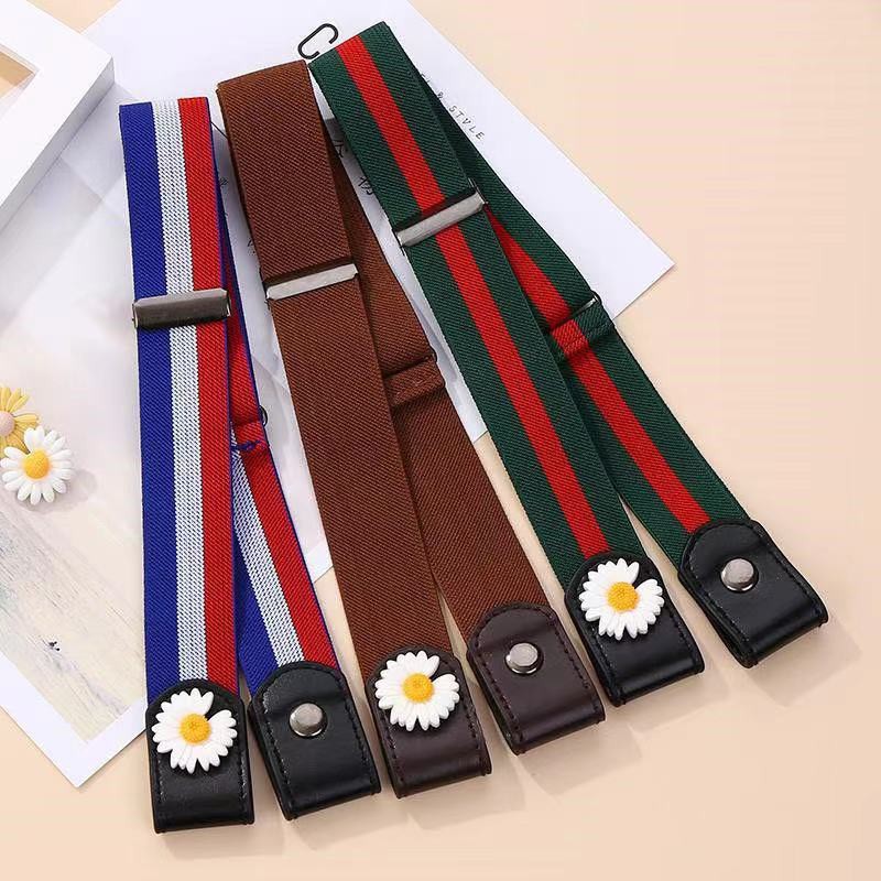 Ikat Pinggang Wanita Belt Elastis Gesper Karet Klip Belt Bunga Daisy Gaya Korea Fashion Import