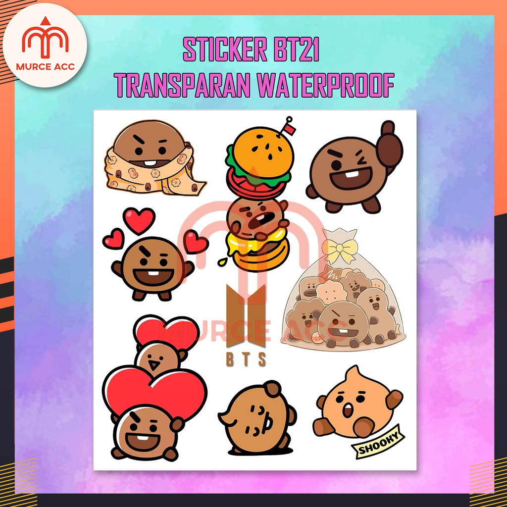 Stiker BT21 BTS Transparan Waterproof KPOP