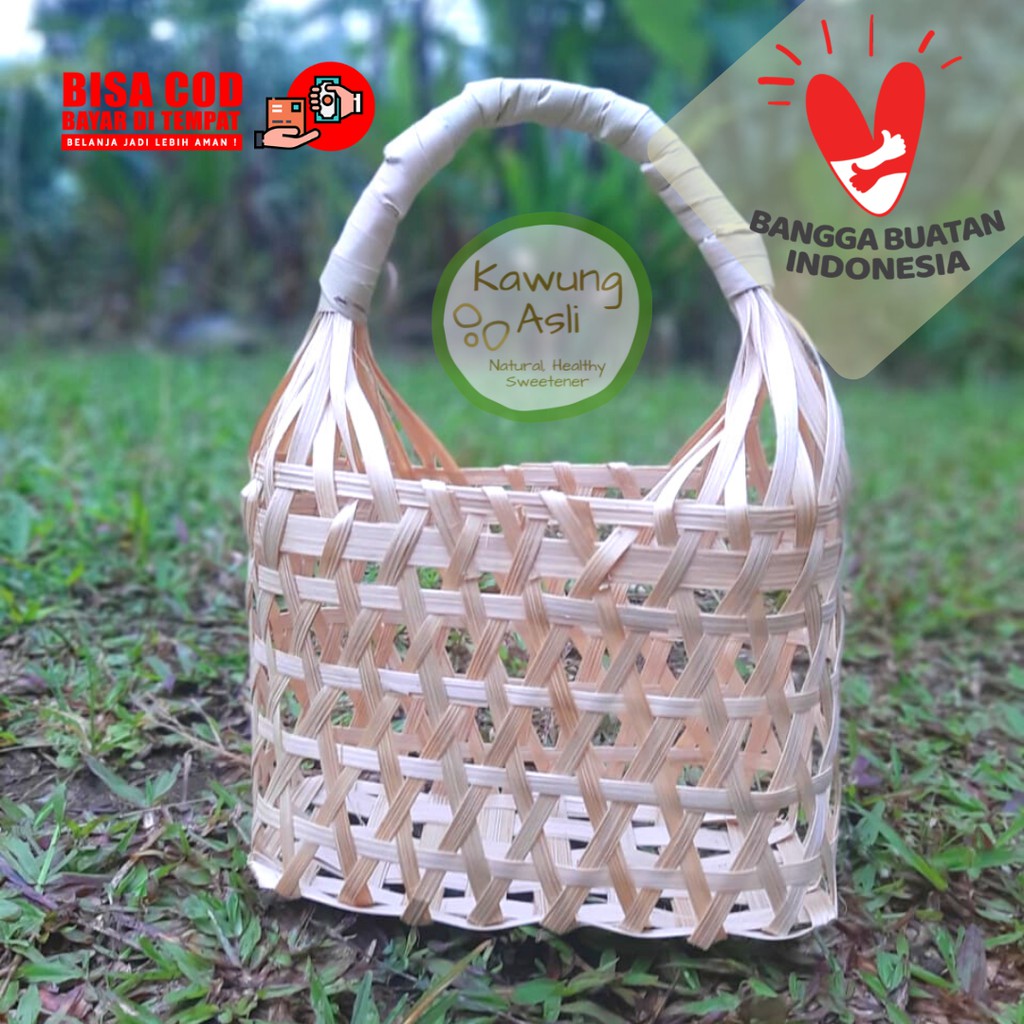 Tas Jinjing Anyaman Bambu Keranjang Hampers Botol Kantong Buah