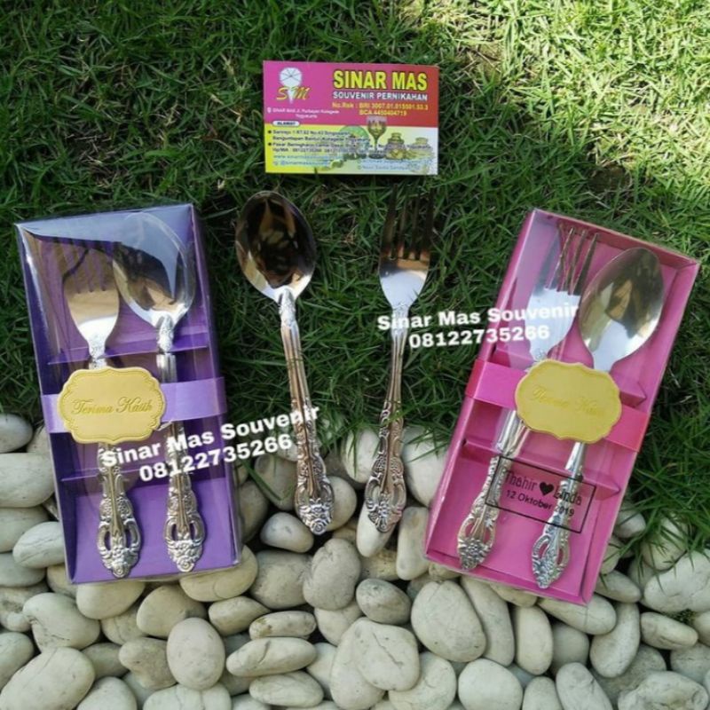 SOUVENIR SENDOK GARPU MIN 100PCS - SOUVENIR SET ALAT MAKAN - SOUVENIR SENDOK GARPU STAINLES STEEL - 