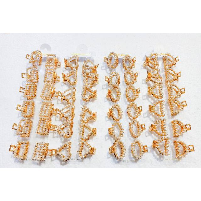 grosir   Jepit mixed metal lobang Pearl Korea isi 6 pcs.