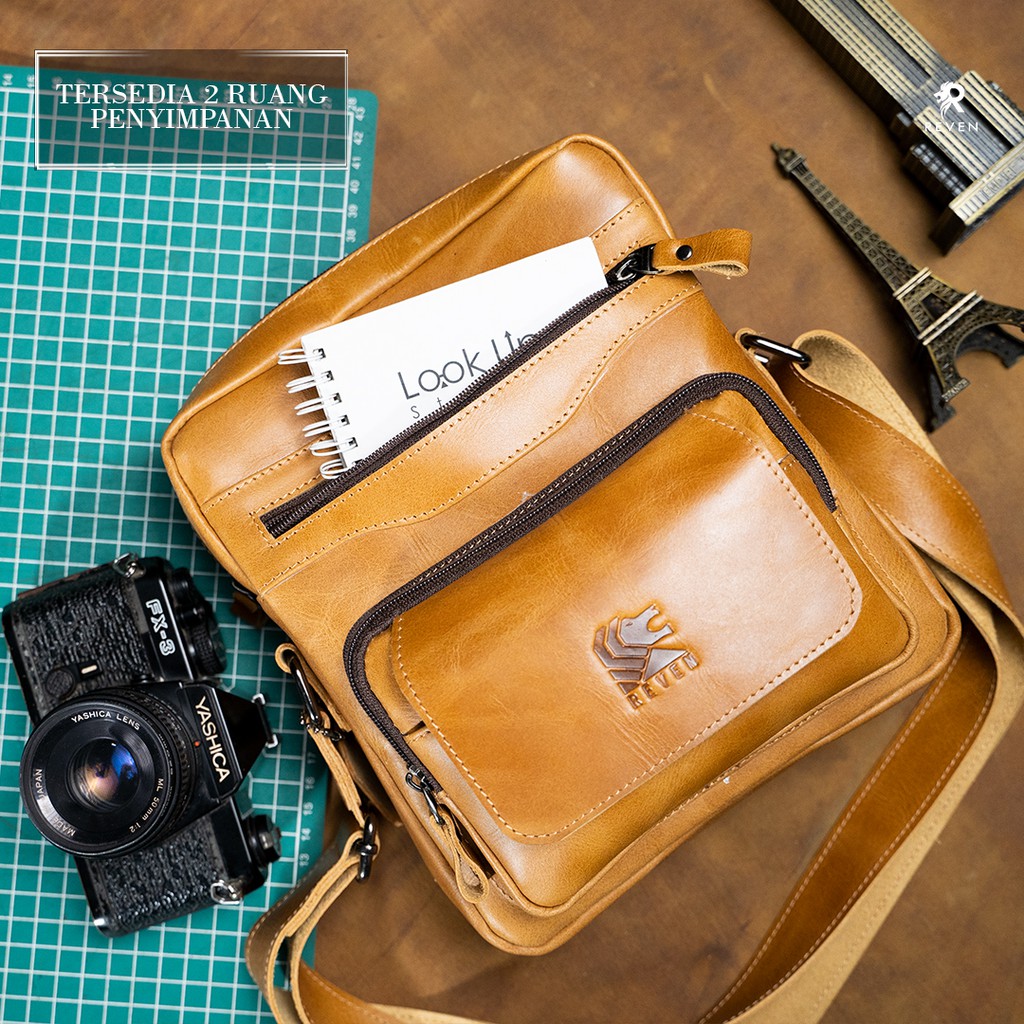 REVEN LEATHER - Tas selempang pria kulit asli Reven Breaker Slingbag kulit