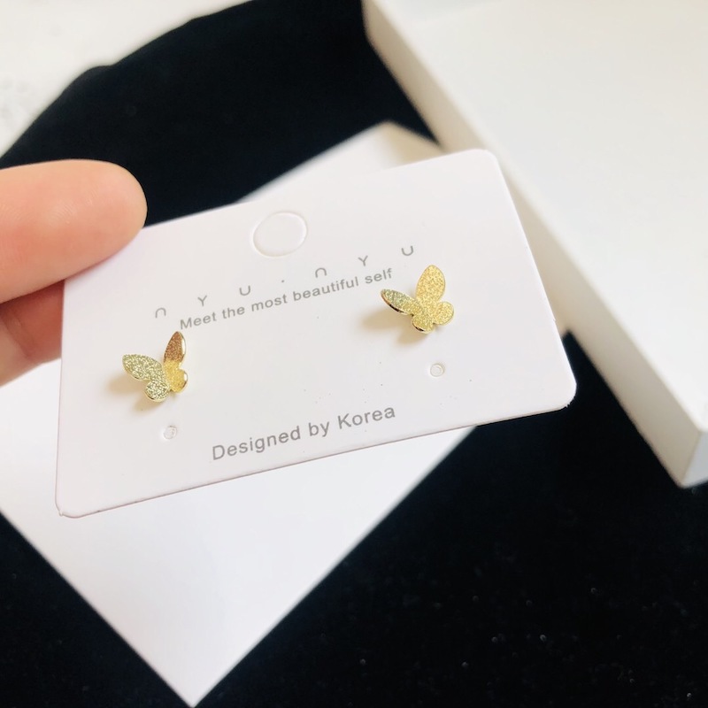 Anting Bentuk Kupu-Kupu Tiga Dimensi Bahan 925 Sterling Silver