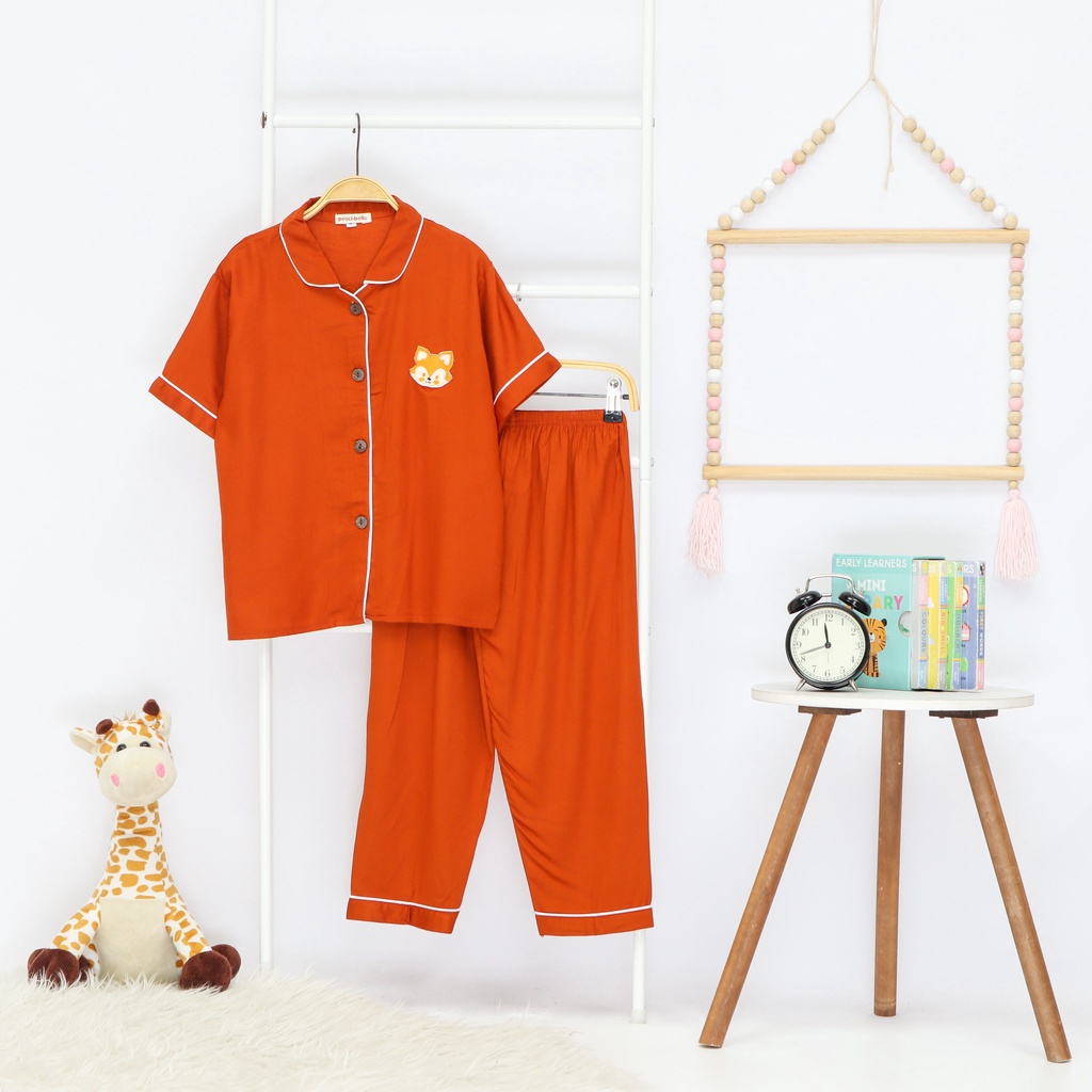 ZASKIYA - Set Piyama Baju Tidur Anak Bahan Embos / Setelan Pajamas Anak Patch Karakter