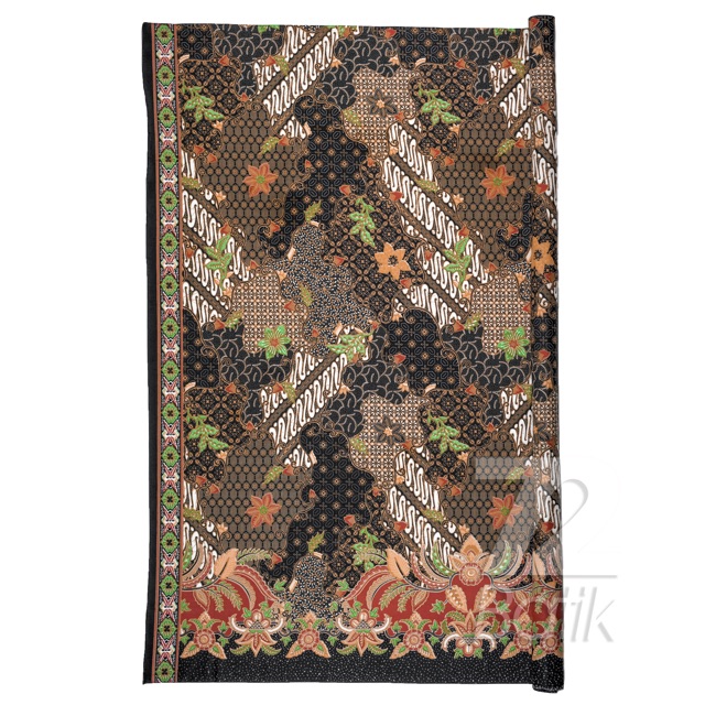 KAIN BATIK KATUN Premium Motif Sekar Jagad Warna Hitam Item Black 723058 Cap 72 Jarik Jarit Samping Kebat Panjang Batik Katun Modern Premium Bahan Seragam Batik Pernikahan Kantor Keluarga Murah Kamen Jadi Batik Bali Lembaran