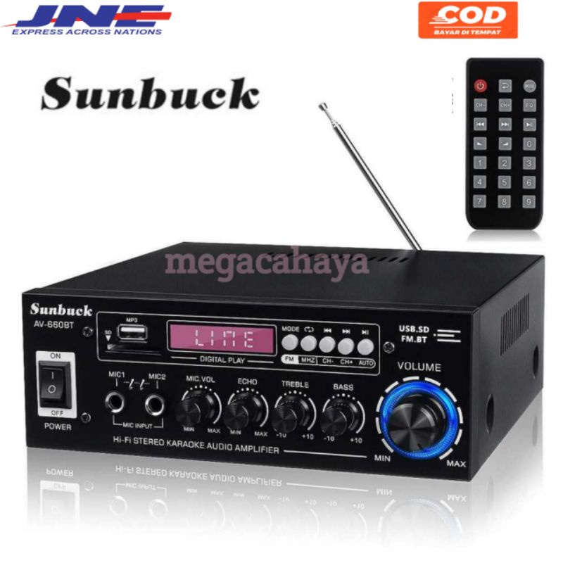 SUNBUCK AUDIO BLUETOOTH AMPLIFIER 5.1 /2CH REMOTE 2000W AV 660 BT POWER AMPLI 2000W