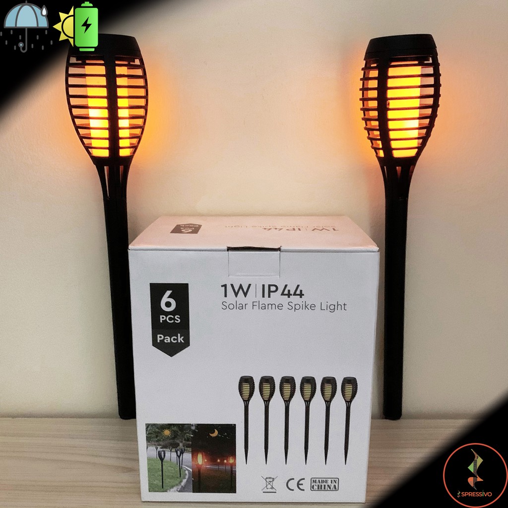 Lampu obor 12 LED tenaga surya lampu api taman tancap solar otomatis - Polos