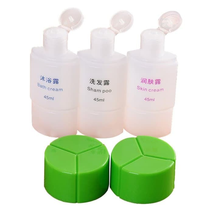 Botol Kosong 3 in 1 Sabun Shampo Obat Cairan Cream Mini Travel 45ml