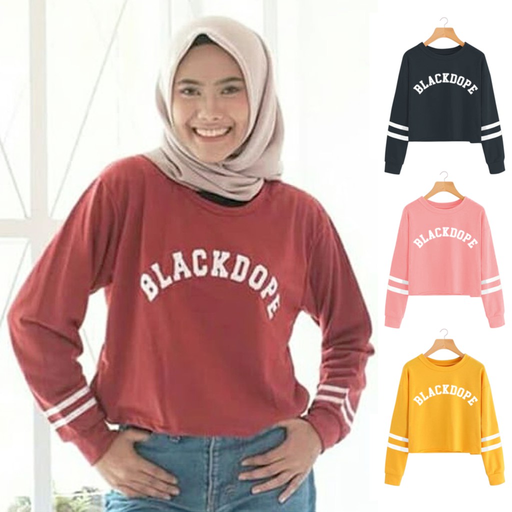 Bess - Sweater Crop Murah / Sweater Crop Wanita BLACKDOPE