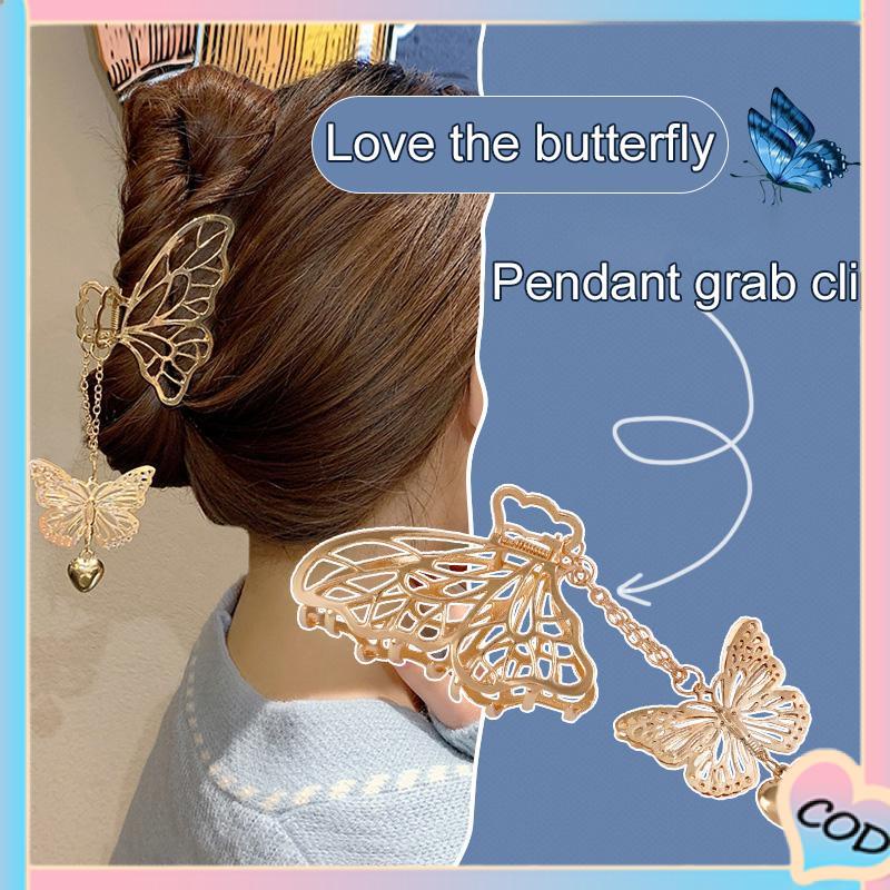 COD❤️Trendi Sederhana Bentuk Kupu-kupu Rumbai Bunga Wanita Geometris Lucu Ambil Jepit Rambut-A.one