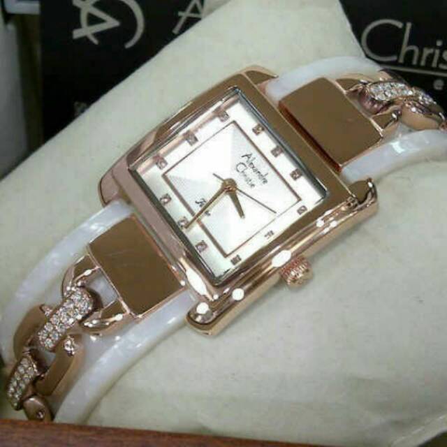 Jam Tangan Lady Alexandre Christie ORIGINAL Ac-2569 White Rosegold