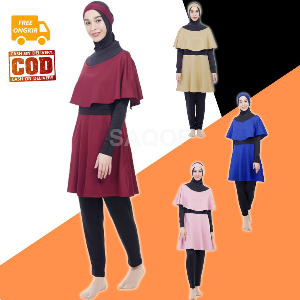 Baju Pakaian Renang Wanita Perempuan Remaja Muslim Muslimah Dewasa Hijab Jumbo Syari ROCELLA MARINA