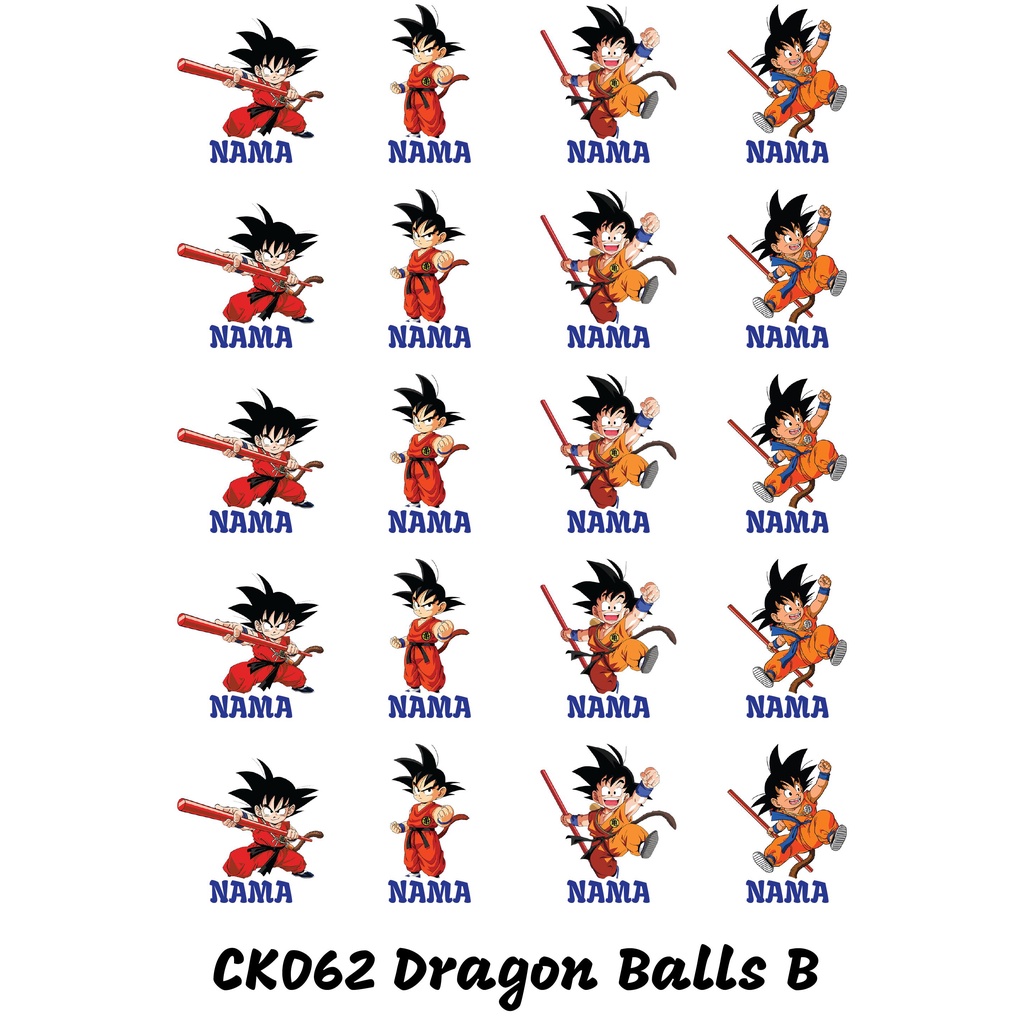 

Sticker Nama Cutting Label Waterproof Tahan Air Dragon Balls B (CK062)