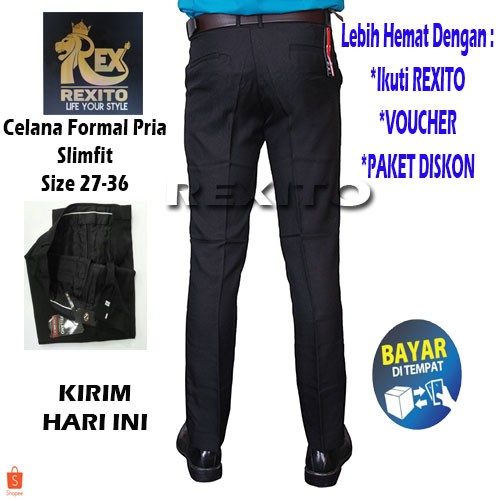 Celana Kain Pria Dewasa Murah Celana Kantor Pria Hitam Bahan Gabardin Celana Kerja Pria Slimfit XG6