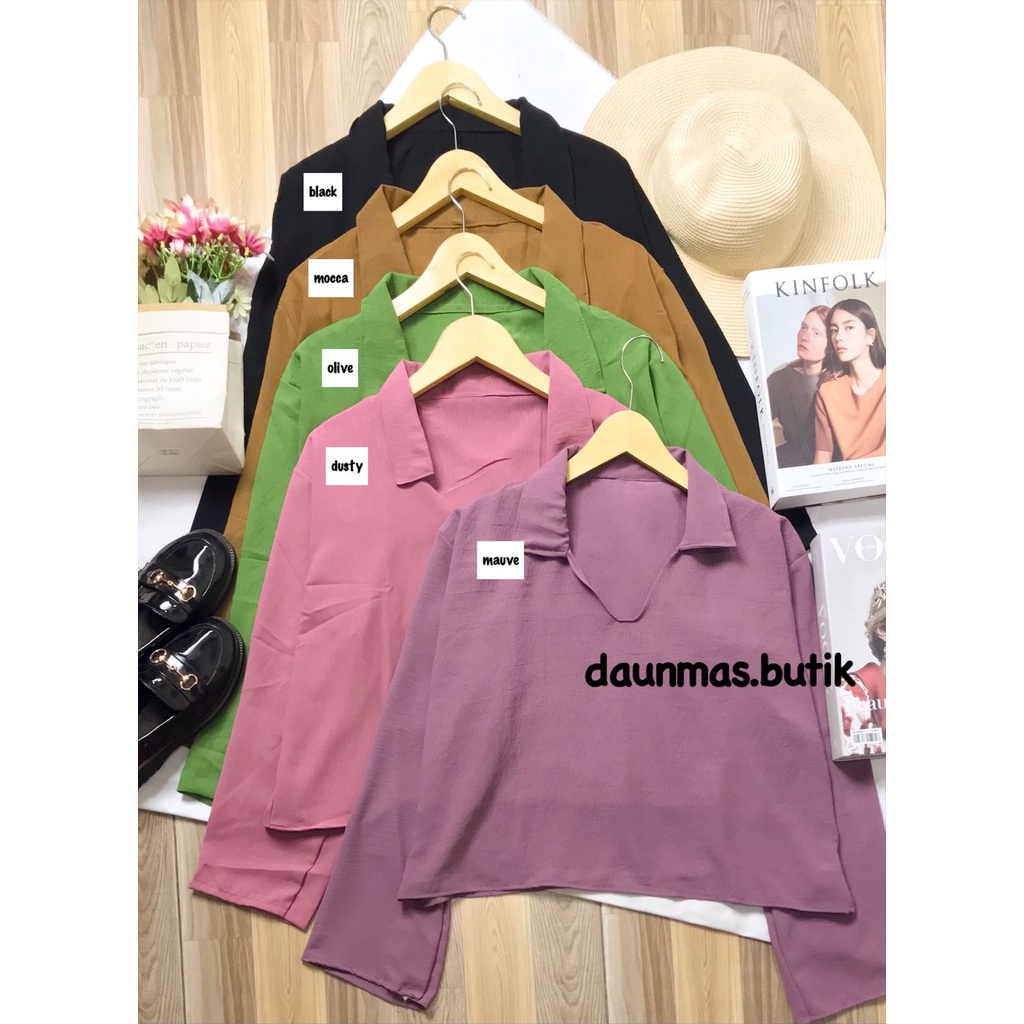 1KG MUAT 5PCS | HAPPY CROP TOP ATASAN AIRFLOW CRINKLE WANITA HITS OOTD SELEBGRAM FASHION GROSIR MURAH WANITA