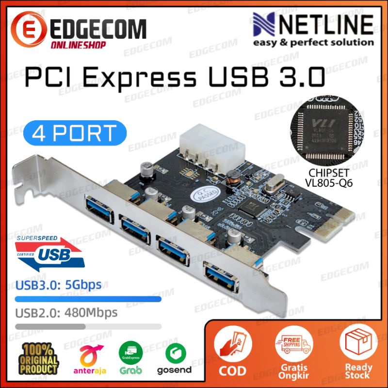 PCIE / PCI Express USB 3.0 4 Port NETLINE