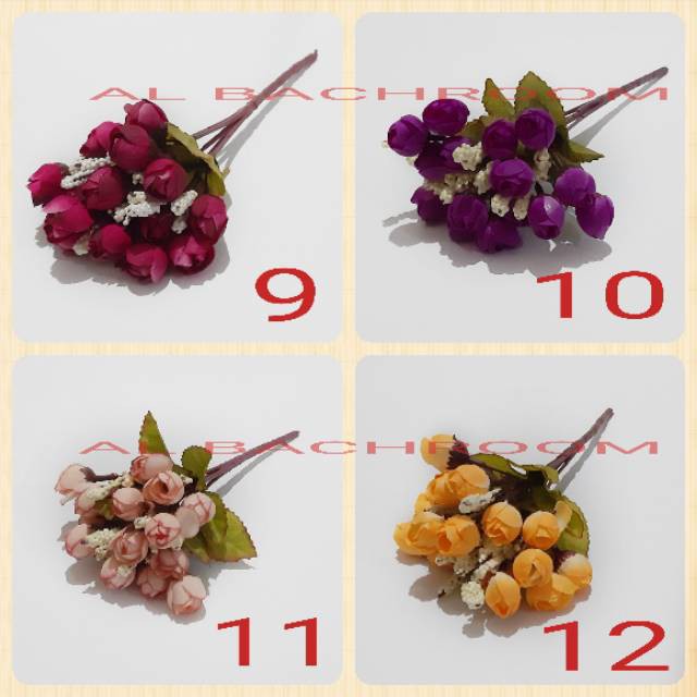 Bunga plastik mawar kecil imitasi artificial B8033-3