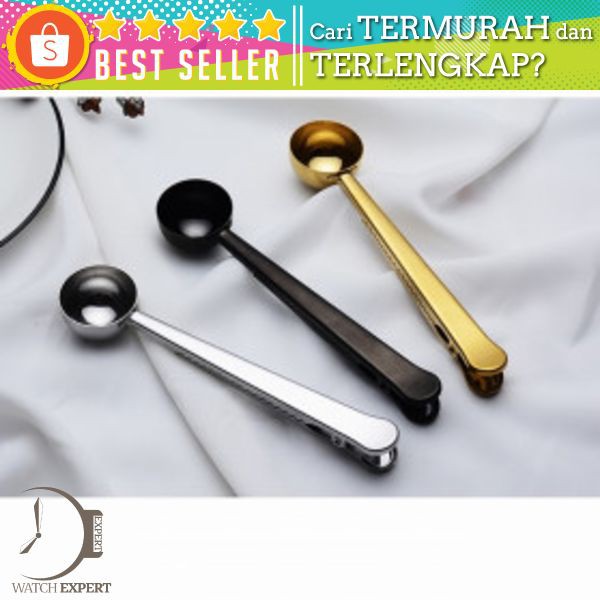 Urijk Sendok Takar Kopi Teh Measuring Spoon Stainless Steel with Clip - G119866 - Black