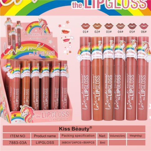 [Per Batang] Lipcream Kiss Beauty Love Me Unicorn Kode 7883-03A