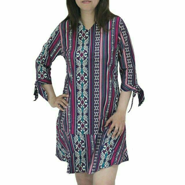 55 G- Dress batik wanita lengan panjang model terbaru ukuran jumbo bahan katun strecth