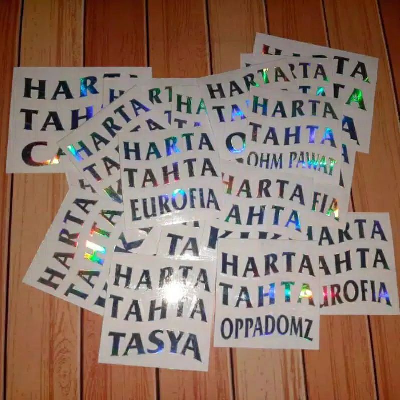 

Sticker Harta Tahta ... ( isi sendiri ) / Sticker Costum Hologram / bisa request nama