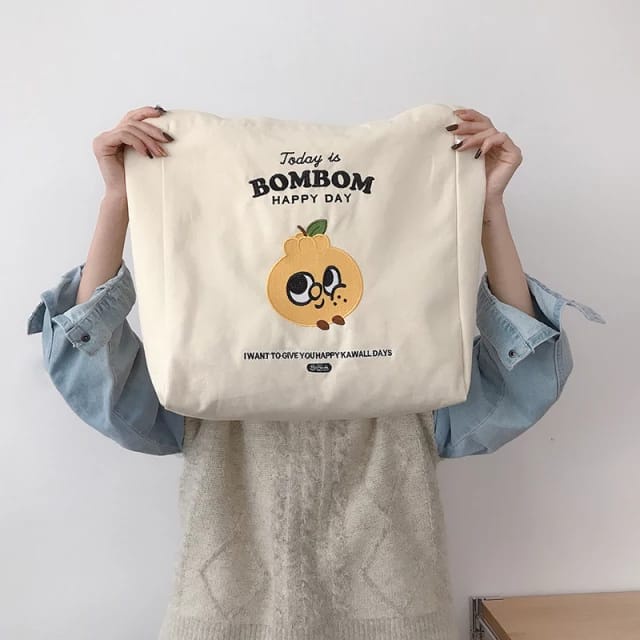 TOTEBAG KANVAS WANITA BIG TOTE BOMBOM