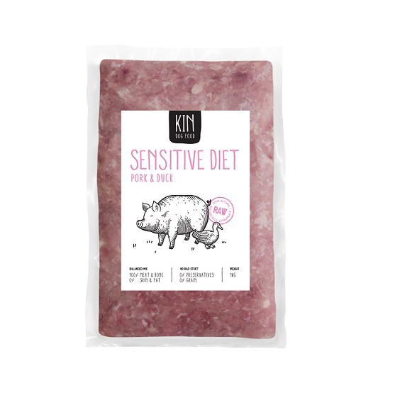 

KIN Dogfood RAW Sensitive Diet Pork and Duck 1kg