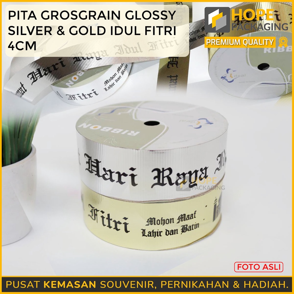 

Pita Satin Lebaran Idul Fitri Pita Parcel Kado Hampers Pita Roll 4 cm / 1.5 inc dan 2 cm