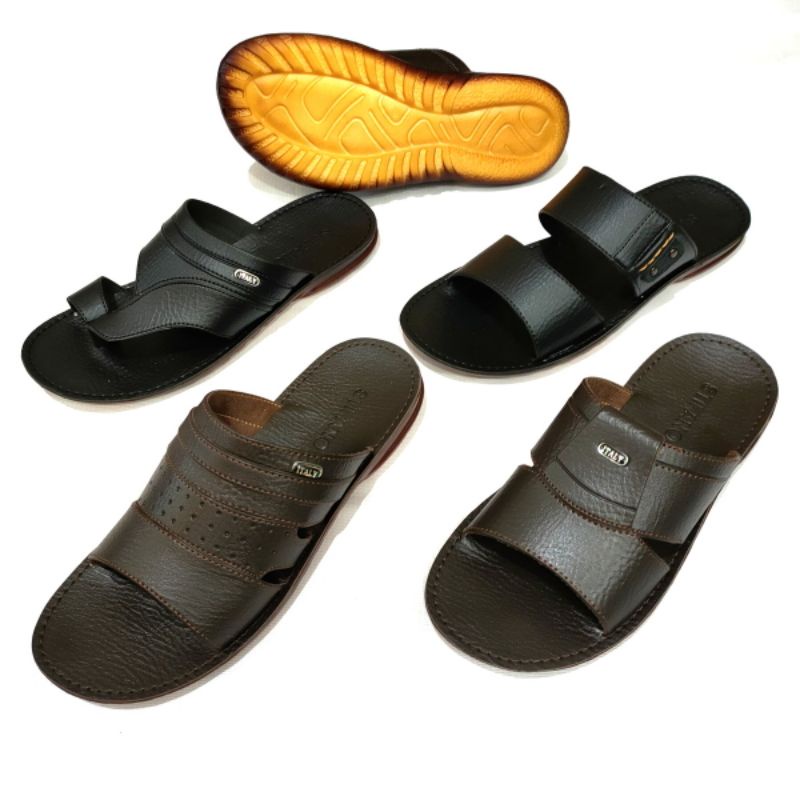 Sandal pria kulit STIFANO A1, A2, A3, A5 casual kekinian karet terbaru import murah