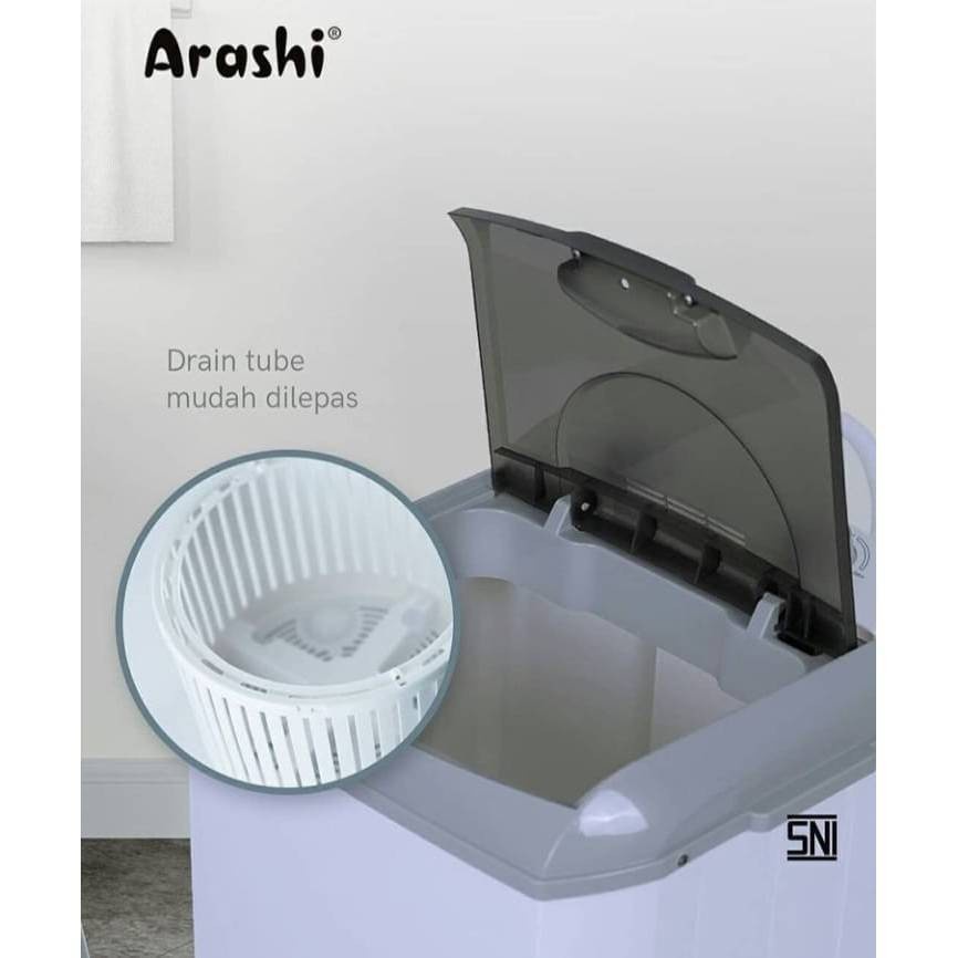 ARASHI mesin cuci Portable AWM 451a garansi resmi Laundry 4.5 kg