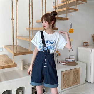  Overall  Celana  Pendek  Model Longgar Lebar Lurus Gaya Korea 