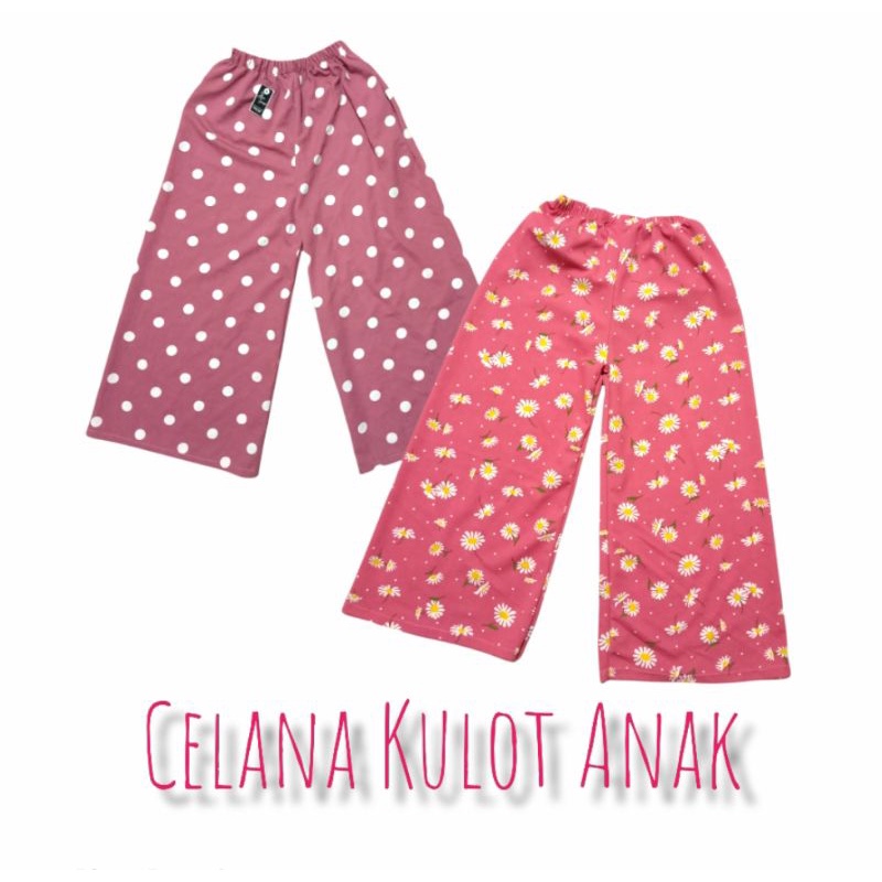 Celana Kulot Anak Perempuan Usia 2-13 Tahun Ukuran S/M/L/XL/XXL