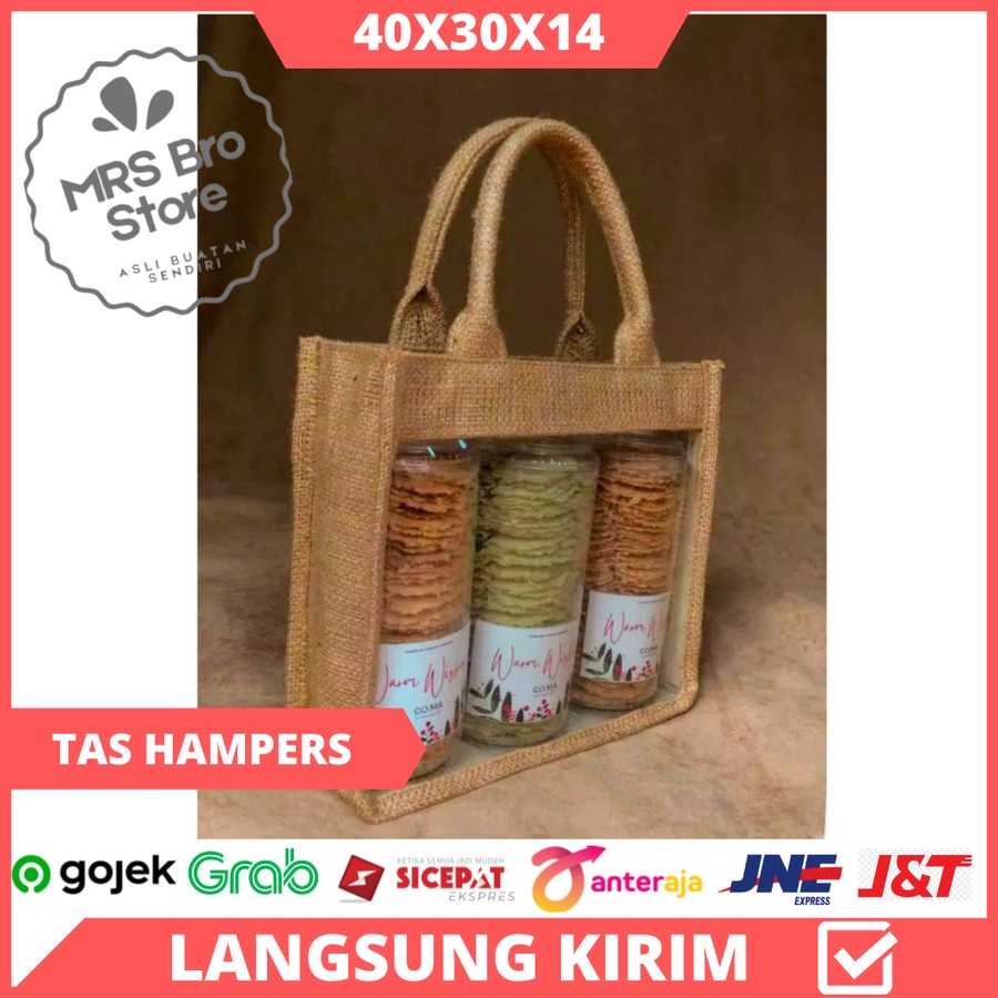 

Tas Hampers Goni Mika Transparan/ Tas Goodie Bag Souvenir Bingkisan Ulang tahun / Tas Goni Tote bag