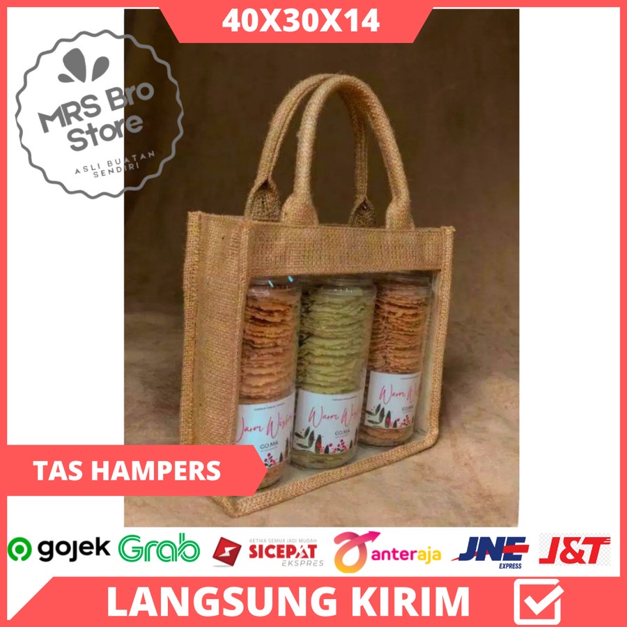 Tas Hampers Goni Mika Transparan/ Tas Goodie Bag Souvenir Bingkisan Ulang tahun  / Tas Goni Tote bag