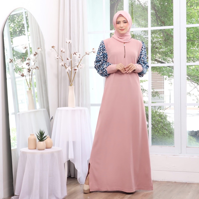 GAMIS PUFF TANGAN LEOPARD KAOS JUMBO XXL BUSUI SLETING TANGAN MUTIARA MACAN MELAR MUSLIM