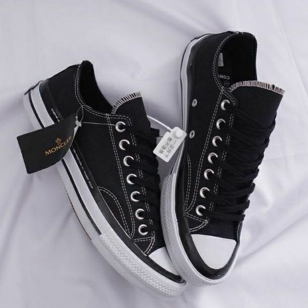 SEPATU CONVERSE 70S LOW MONCLER X FRAGMENT BLACK WHITE EGRET 100% ORIGINAL PREMIUM MADE IN VIETNAM S