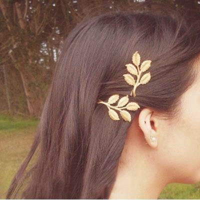 Retro Golden Leaves Hairpin Woman Fashion Hair Clip Side Clip Hair Accessories