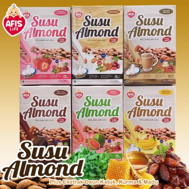 Afis life susu almond pelancar asi booster busui 200 gr | Shopee Indonesia