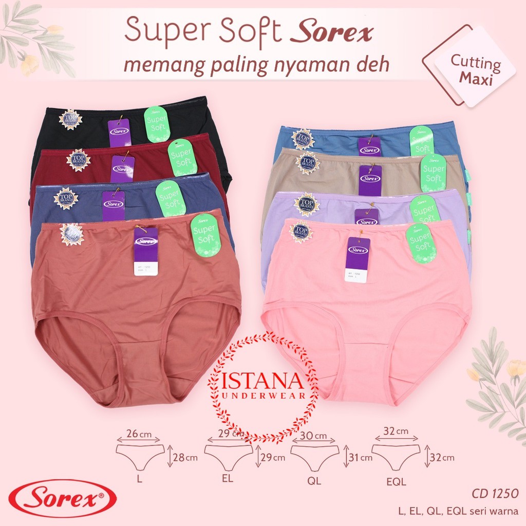 CD SOREX MAXI 1250 / celana dalam super soft tinggi menutup pusar / cd murah sorex istana underwear