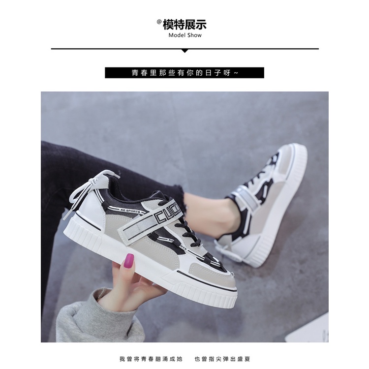 COD New Item !!! M19 Sepatu Sneakers Wanita Korea Casual Sport Shoes Sapatu Sneaker Cewek Import-HITAM